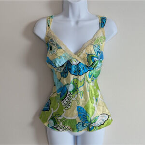 Vintage Eyeshadow Top Womens Large Babydoll Y2K Fairy Butterfly Lace Preppy 90s